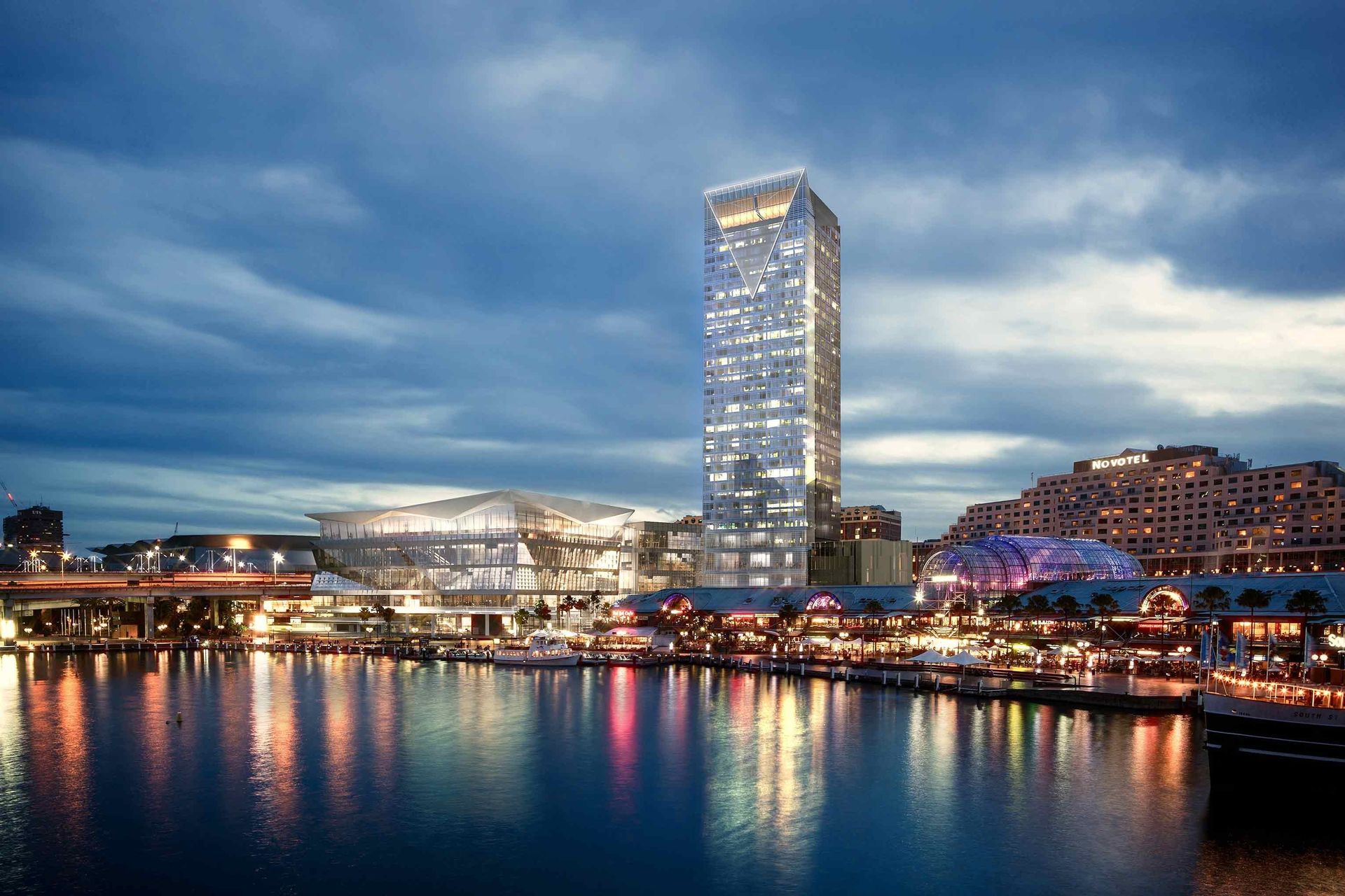 Night view of Sofitel Sydney Darling Harbour